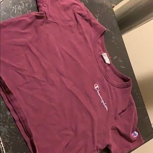 Cute burgundy crop champion tee